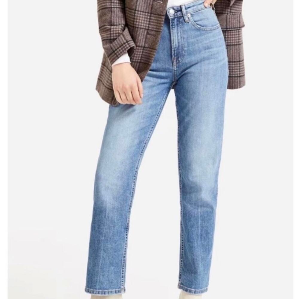 Everlane Light Wash Blue High Rise Straight Leg Denim Jeans Size 26 Regular